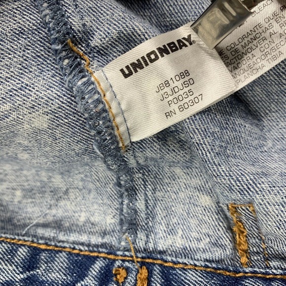 Y2K UNIONBAY Jean Jacket S Acid Wash Denim Trucker Distressed Bomber Grunge 90s - Picture 7 of 15